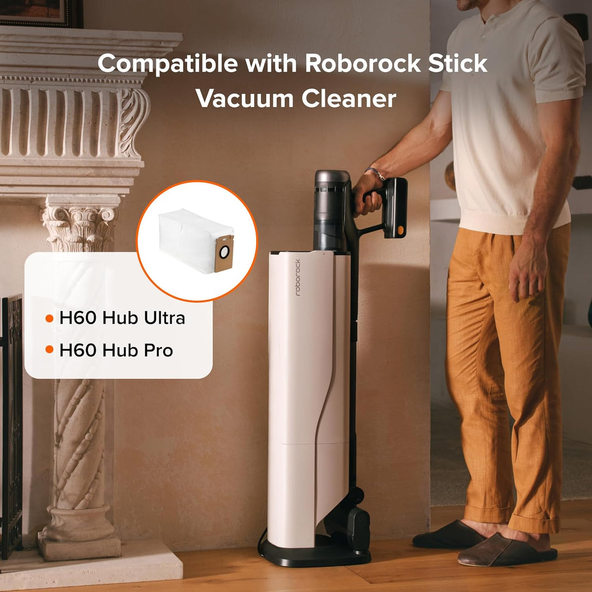 Roborock 3 Packs Disposable Dust Bags for H60 Hub Ultra and H60 Hub Pro Cordless Vacuum Cleaner
