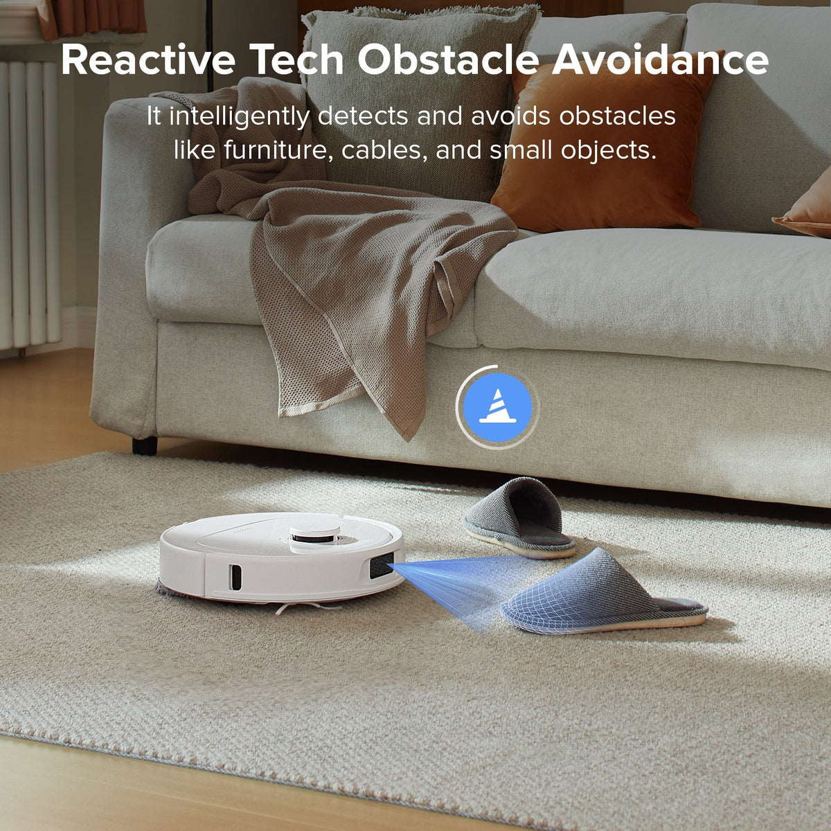 Roborock QR 798 Robot Vacuum and Mop with 10,000 Pa Suction Power and Anti-Tangle Side Brush - White