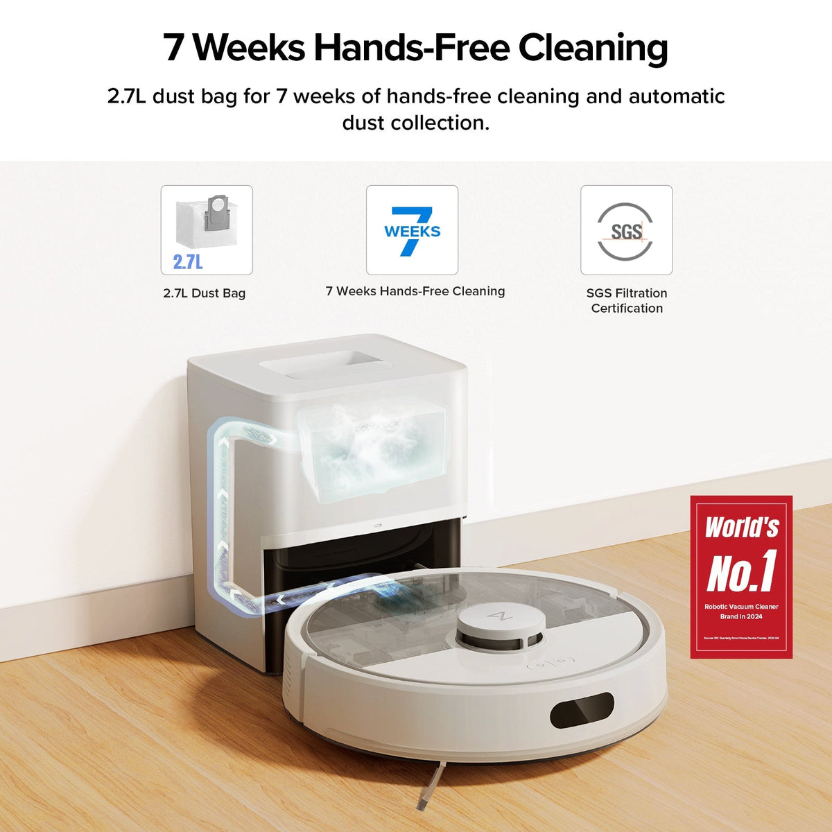 【Certified Refurbished 90% New】Roborock Q7 M5+ Robot Vacuum and Mop with Auto- Empty Dock (Upgraded from Q5 Max+)