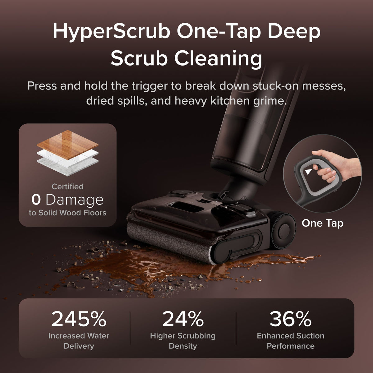 Roborock F25 Pro Turbo Wet Dry Vacuum with HyperScrub One-Tap Deep Cleaning